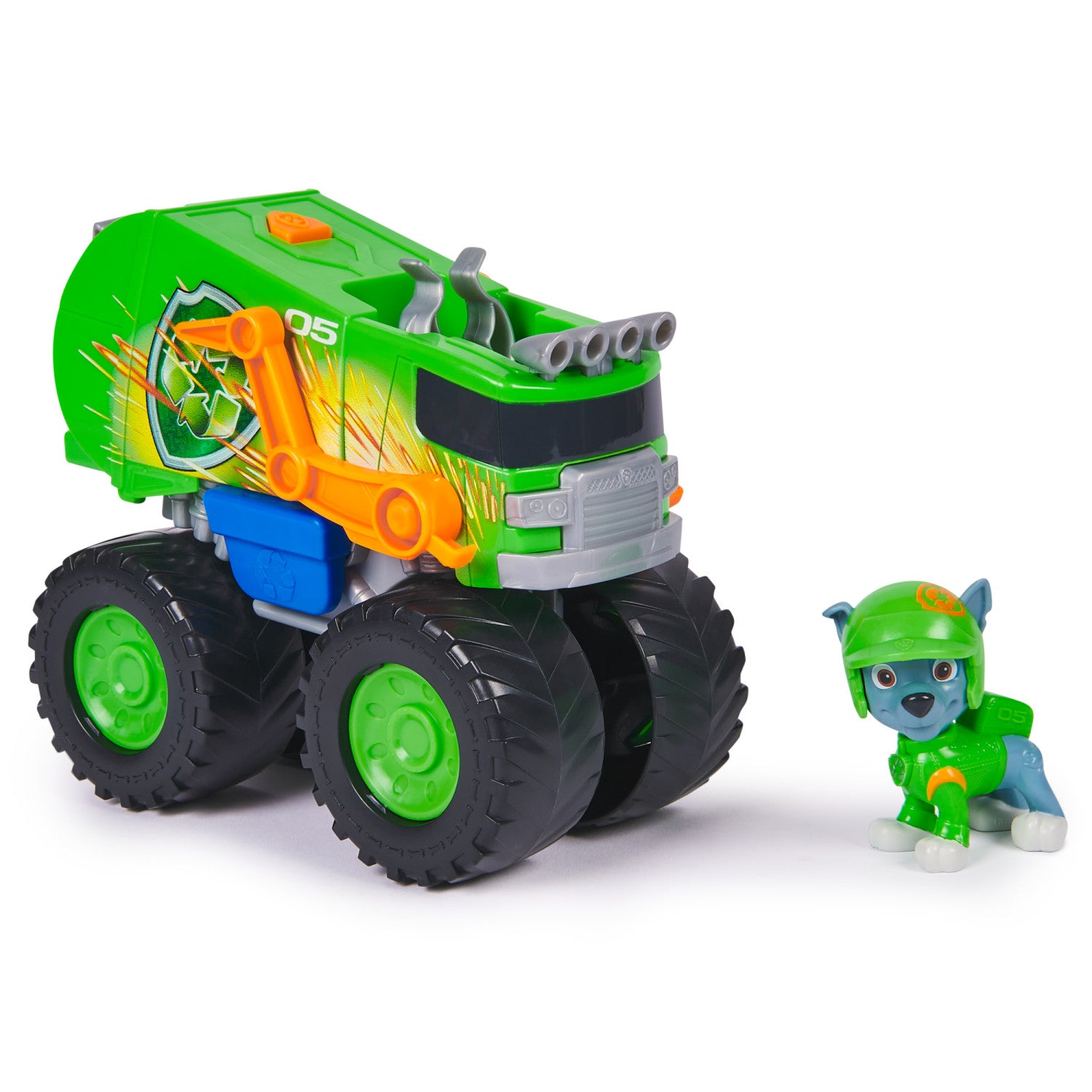 PAW Patrol Rescue Wheels, camion per la raccolta differenziata di Rocky, veicolo giocattolo con lanciamissili e action figure collezionabile, giocattoli per bambini e bambine da 3 anni in su