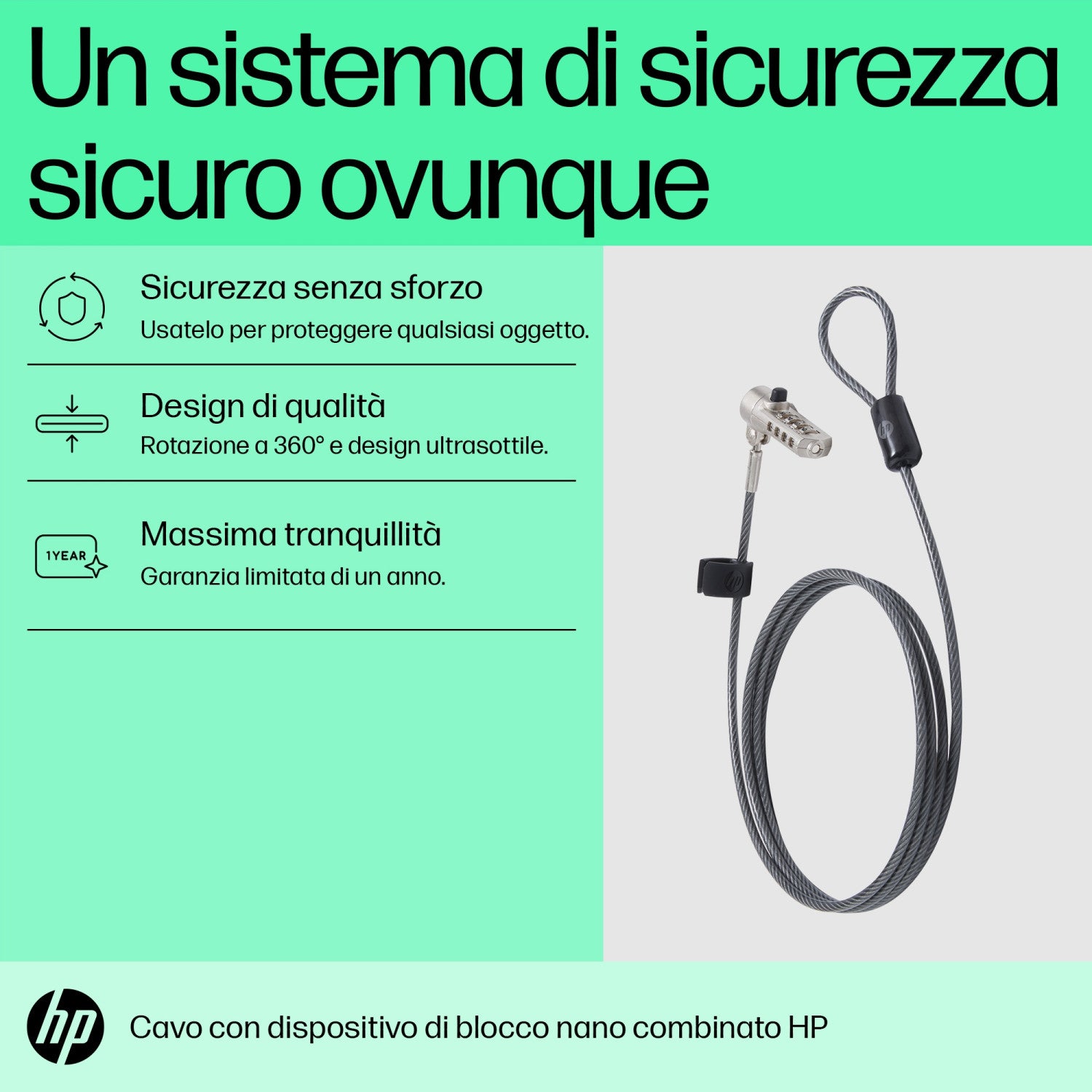 HP Lucchetto a combinazione per cavo nano