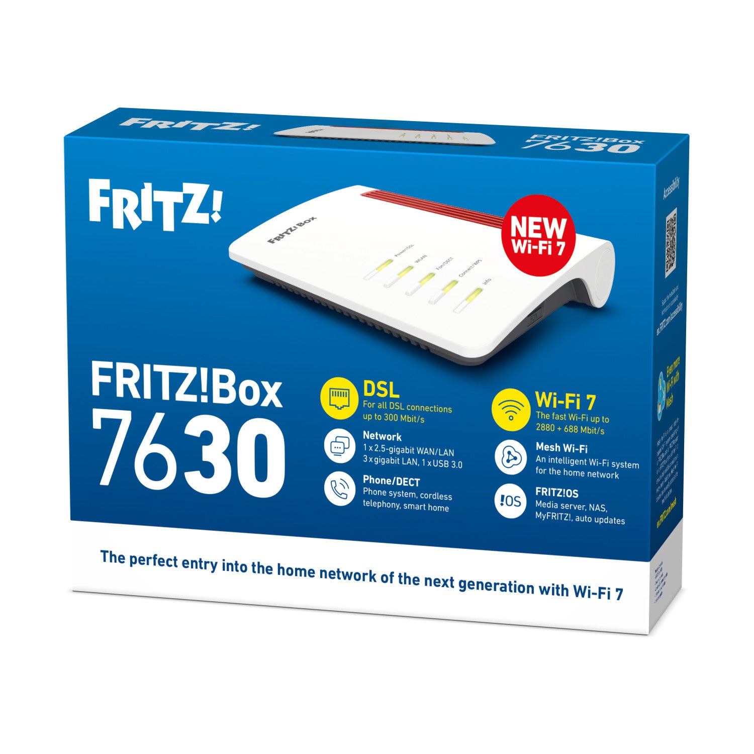 Box FRITZ 7630 EDITION INTERNATIONAL router wireless 2.5 Gigabit Ethernet Dual-band (2.4 GHz/5 GHz) Bianco, Rosso