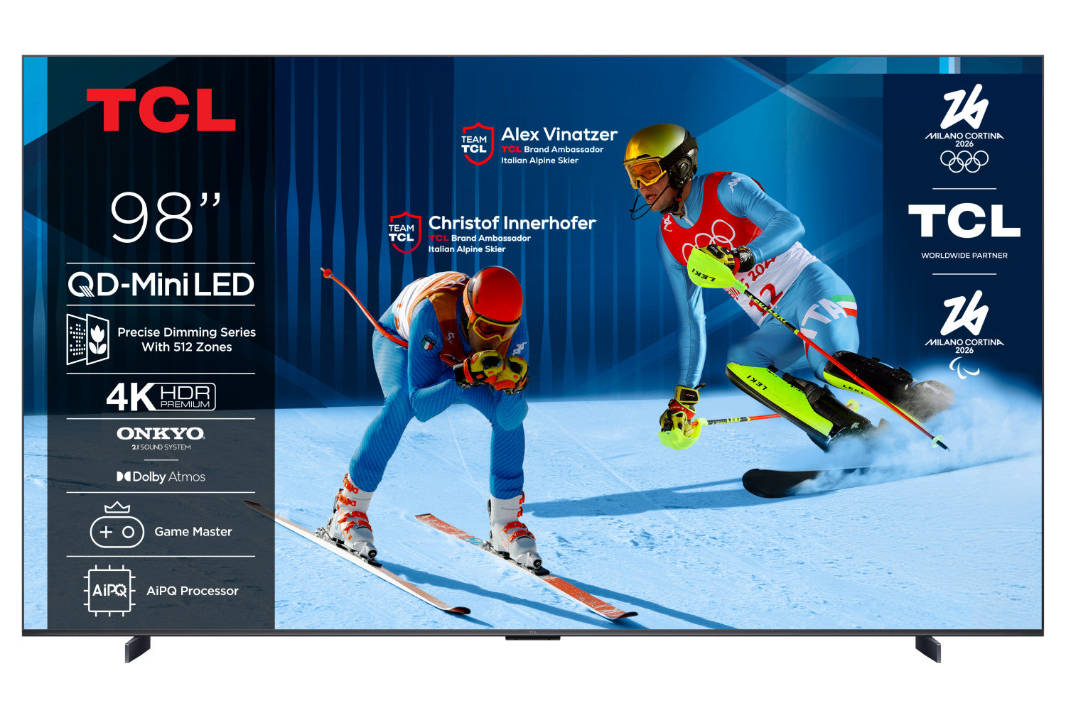 TCL C6K Serie Smart TV QD-MiniLED 4K 98" 98C6K, 144Hz, audio Onkyo 2.1, Dolby Vision IQ Atmos, Google TV