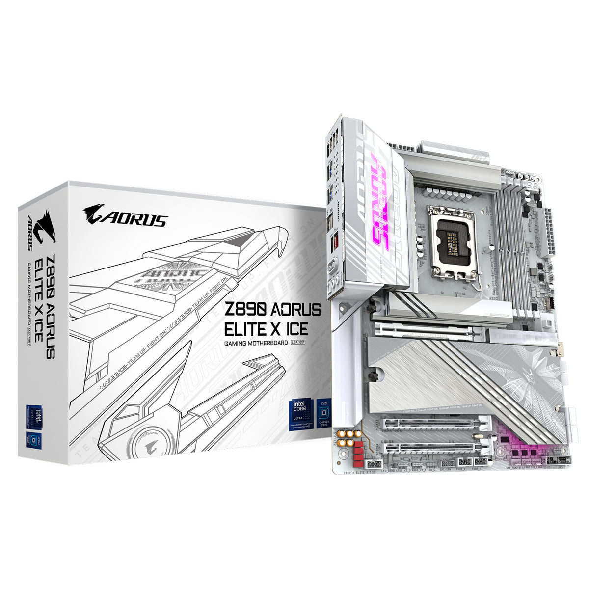 GIGABYTE Z890 AORUS ELITE X ICE Scheda Madre - Supporta CPU Intel Core Ultra (Serie 2), VRM a 16 1 2 fasi, fino a 9500MHz DDR5 (OC), 1xPCIe 5.0 4xPCIe 4.0, Wi-Fi 7, LAN 2.5GbE, Thunderbolt 4