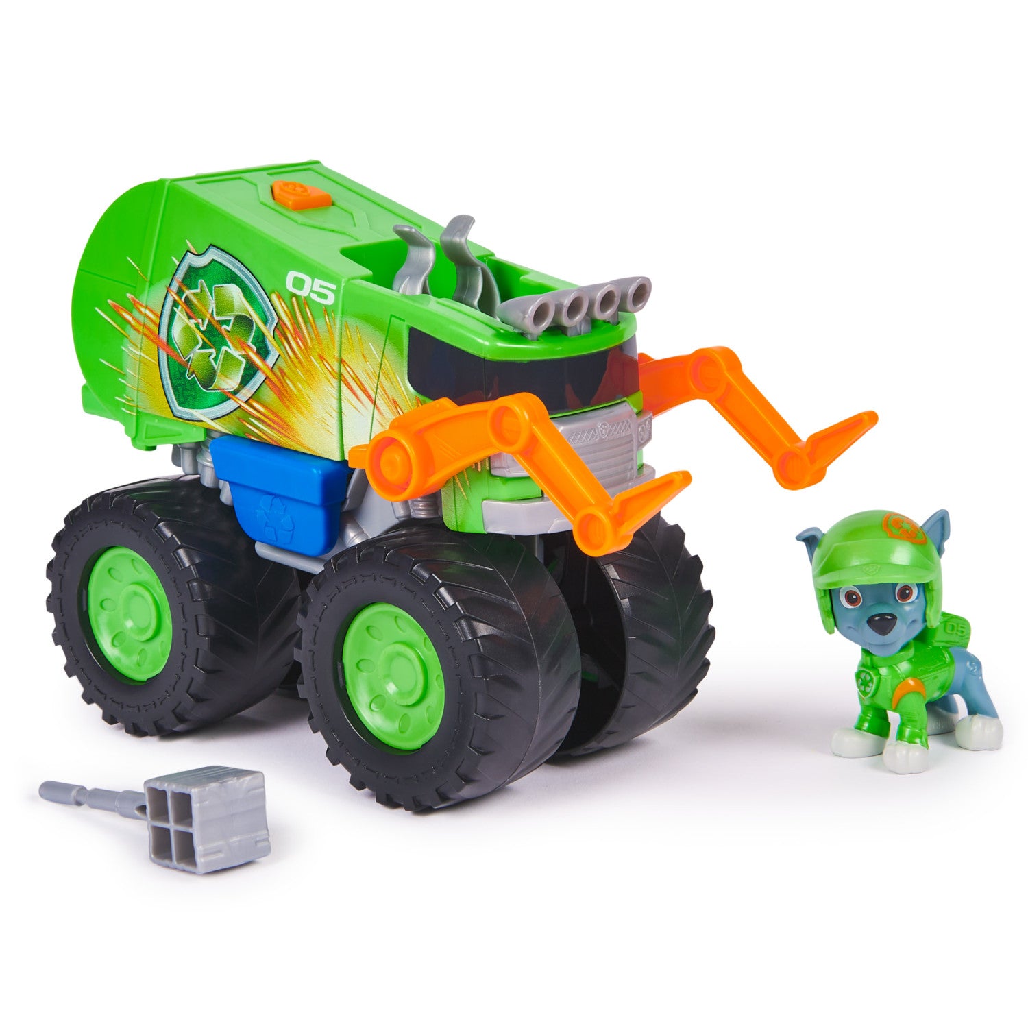 PAW Patrol Rescue Wheels, camion per la raccolta differenziata di Rocky, veicolo giocattolo con lanciamissili e action figure collezionabile, giocattoli per bambini e bambine da 3 anni in su