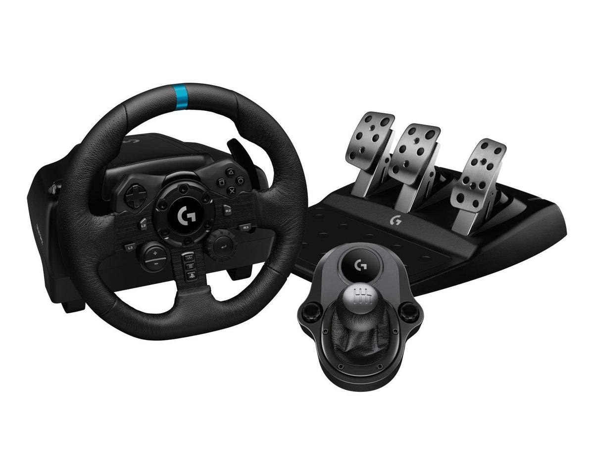 Logitech G Kit da corsa Logitech G923 SE: volante da corsa e pedali G923, TRUEFORCE, vera pelle leva del cambio Driving Force - Per PS5, PS4, PC, Mac - Nero