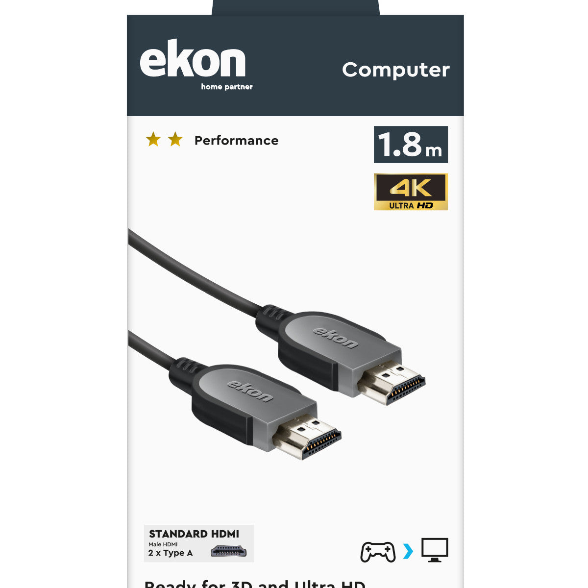 Ekon ECITHDMI18MMK cavo HDMI 1,8 m HDMI tipo A (Standard) Nero