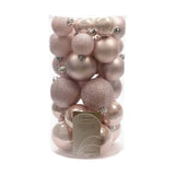 Kaemingk Set 14 Sfere Natalizie Rosa Cipria 30 mm Lucide Satinate Glitterate Infrangibili
