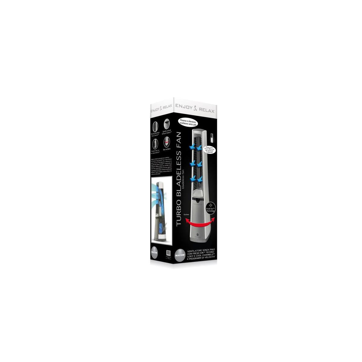 Macom Turbo Bladeless Fan 996 Ventilatore Senza Pale silenzioso Grigio
