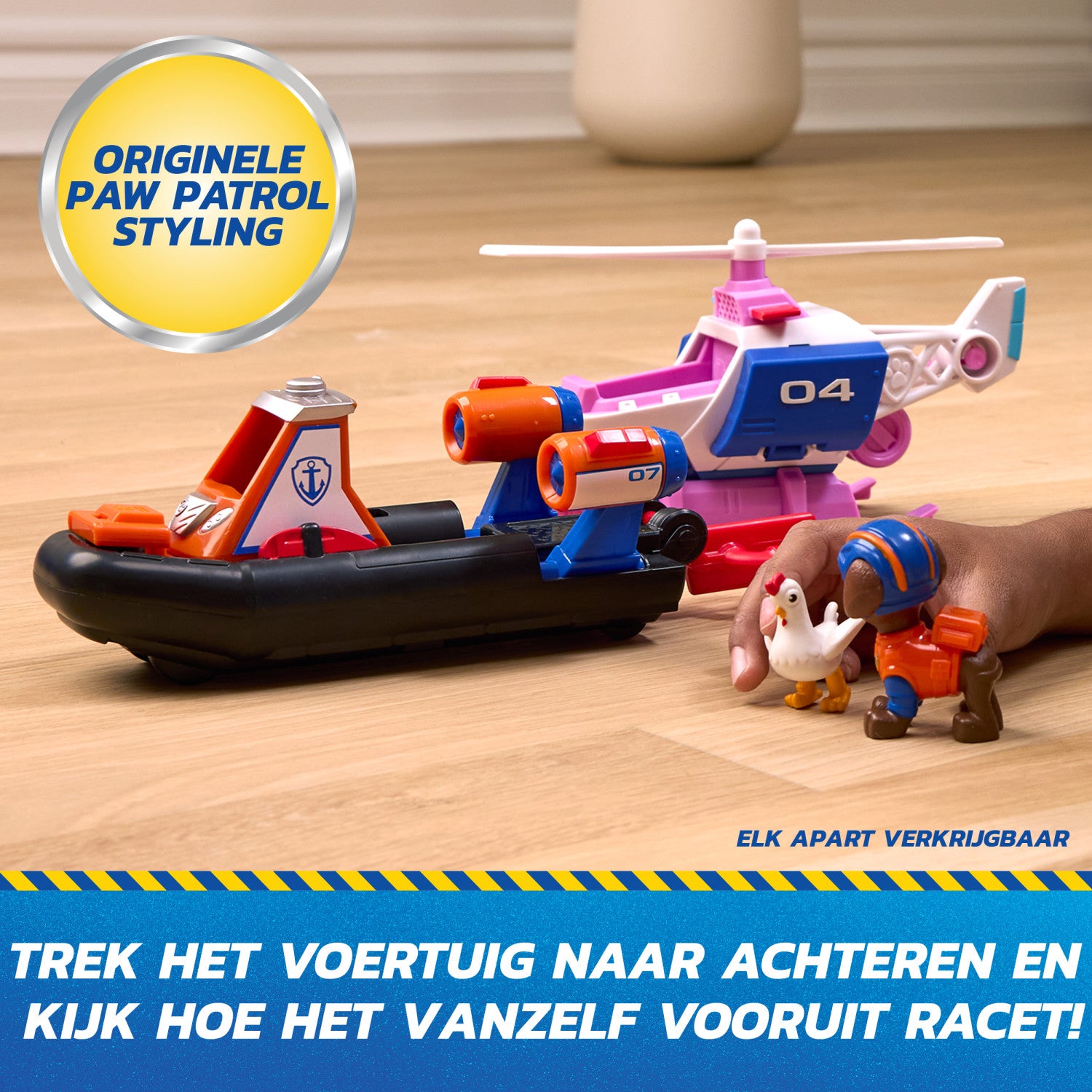 PAW Patrol : Search Rescue, Veicolo acquatico Hovercraft di Salvataggio di Zuma, con 2 Personaggi, Barca Giocattolo a Retrocarica, Giocattoli per Bambini e Bambine, 3 Anni