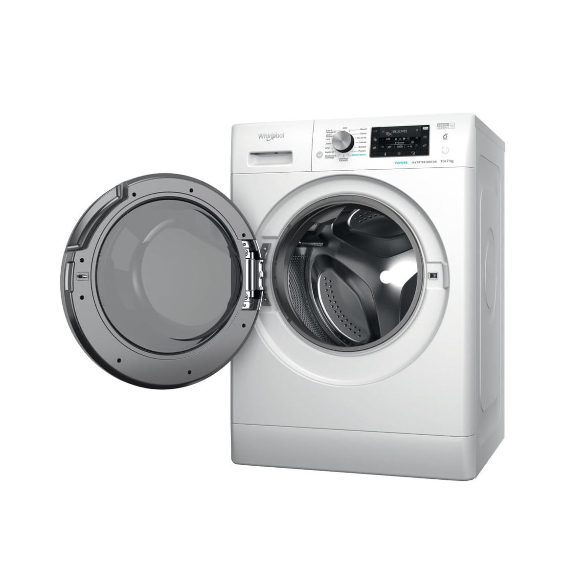 Lavasciuga Whirlpool FFWDD 107625 WBS IT Libera Installazione Caricamento Frontale Bianco Classe E