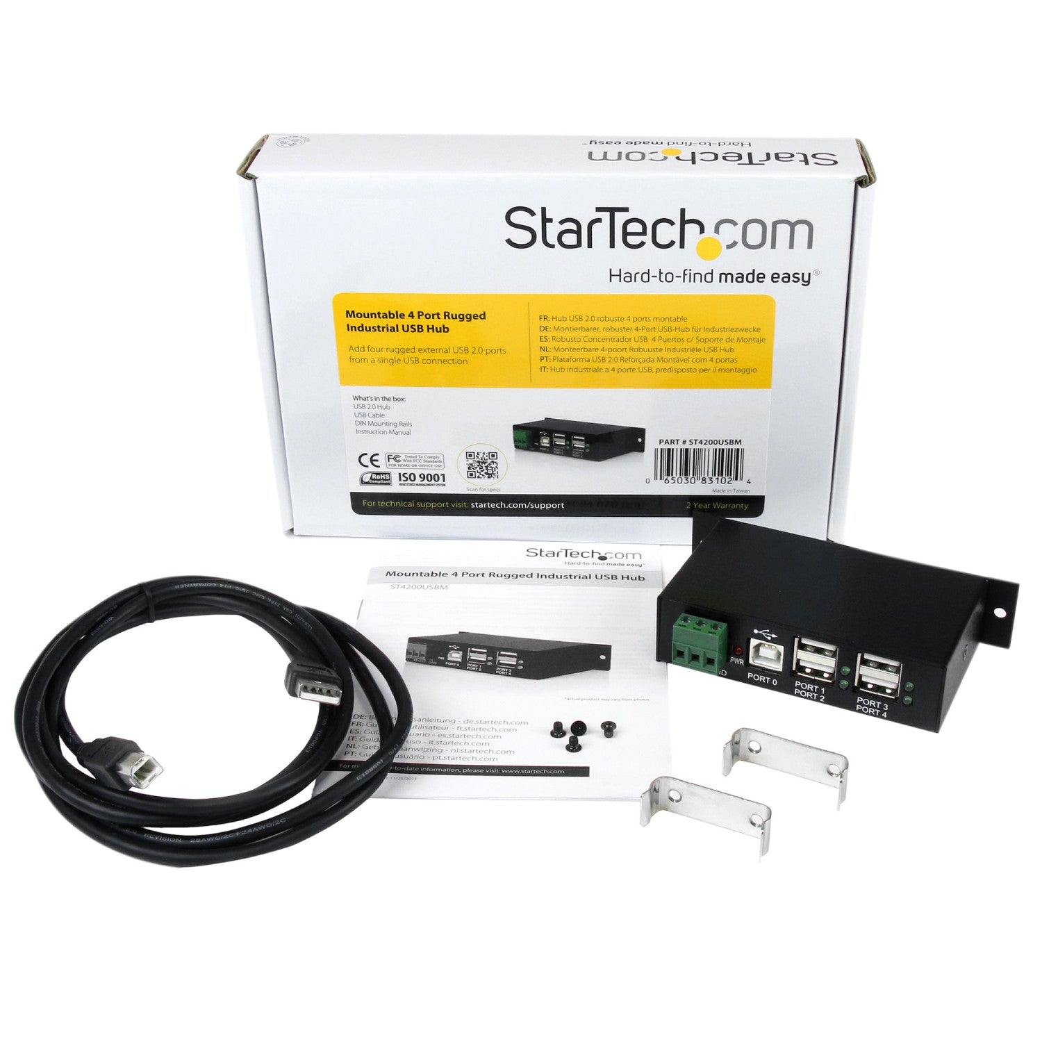 StarTech.com ST4200USBM hub di interfaccia USB 2.0 Type-B 480 Mbit/s Nero
