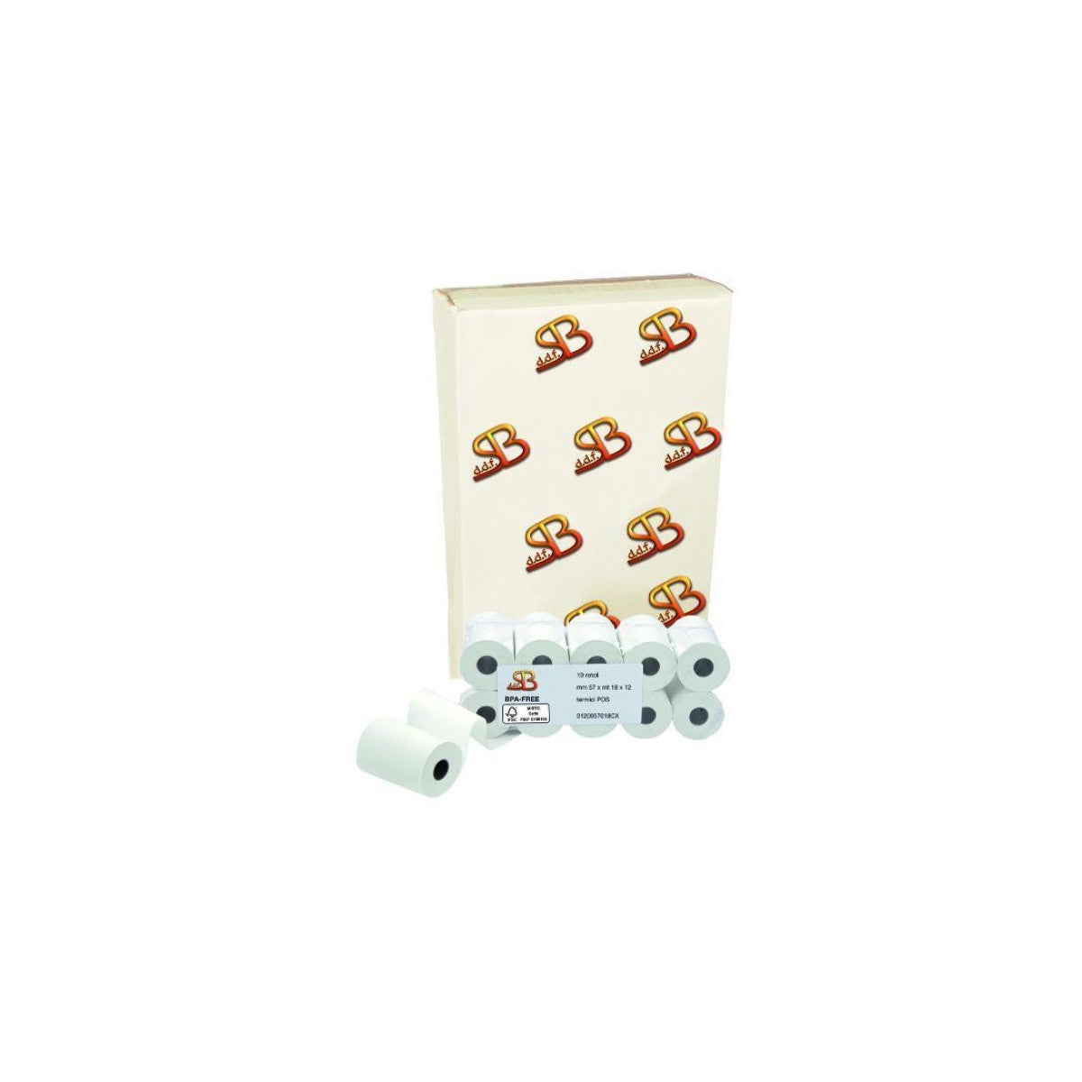 Sa.Ba.Cart Rotoli di Carta Termica per POS 57 mm x 18 m BPA Free - Confezione da 10