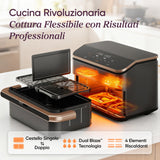 Cosori FRIGGITRICE AD ARIA Dual Blaze Twinfry™ Chef Edition, 2800W, 10 Litri, Funzioni 7 in 1, Doppia Resistenza, Doppio Cestello 5L&5L e Separatore Rimovibile, WiFi, 40-240℃, Grigio scuro