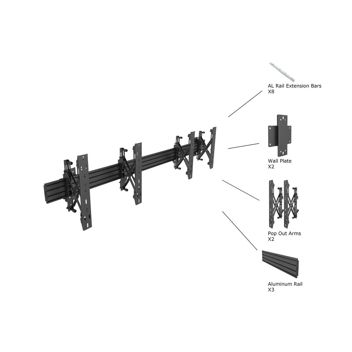 Multibrackets 4122 Supporto per display espositivi 165,1 cm (65") Nero