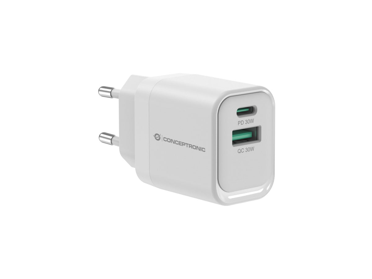 Conceptronic ALTHEA19W33 Caricabatterie per dispositivi mobili Universale Bianco AC Ricarica rapida Interno