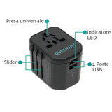 Overmust Adattatore Universale Da Viaggio 2 Porte USB UK/EU/USA/AUS 110-240V Doppio Fusibile 8A