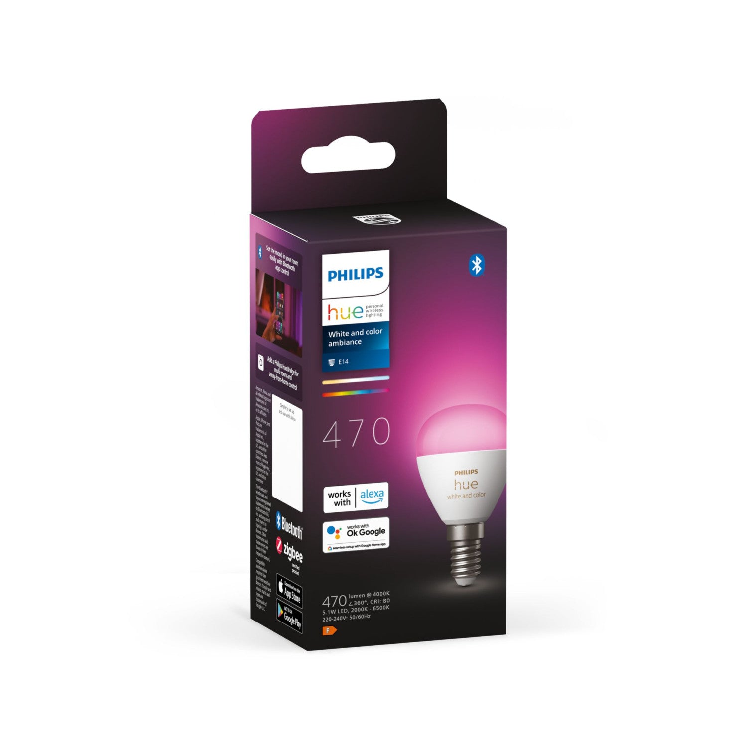 Philips Hue 8719514491229 soluzione di illuminazione intelligente Lampadina intelligente Bluetooth/Zigbee Bianco 5,1 W