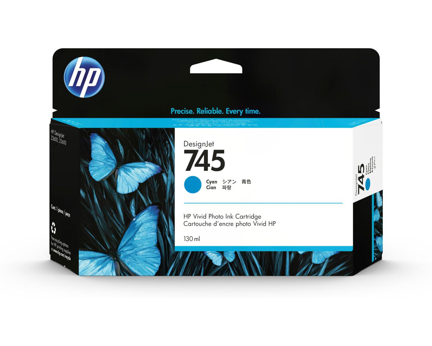 HP 745 130 ml DesignJet Cyan Ink Cartridge Cartuccia d'Inchiostro 1 pz Originale Resa Standard