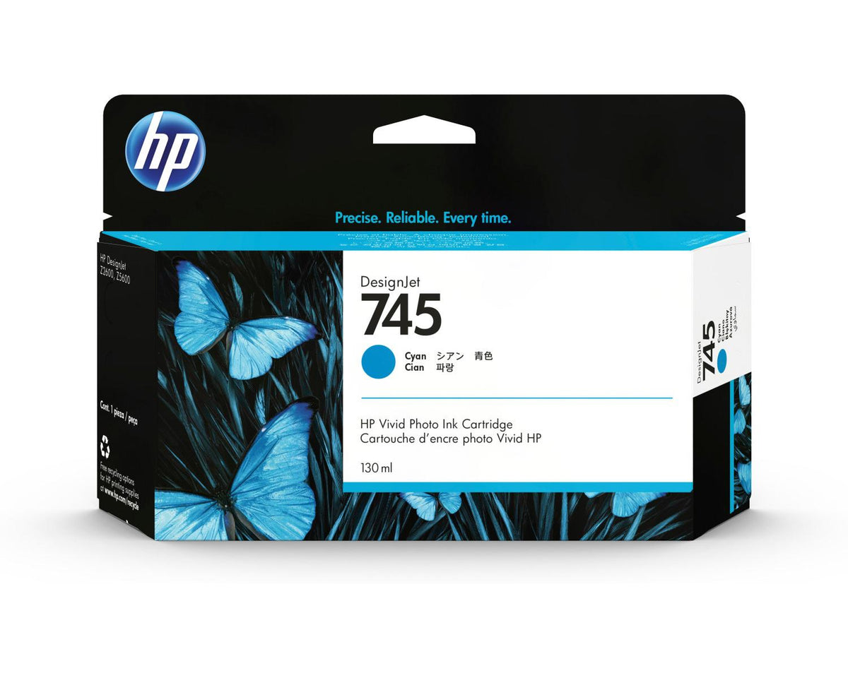 HP 745 130 ml DesignJet Cyan Ink Cartridge Cartuccia d'Inchiostro 1 pz Originale Resa Standard