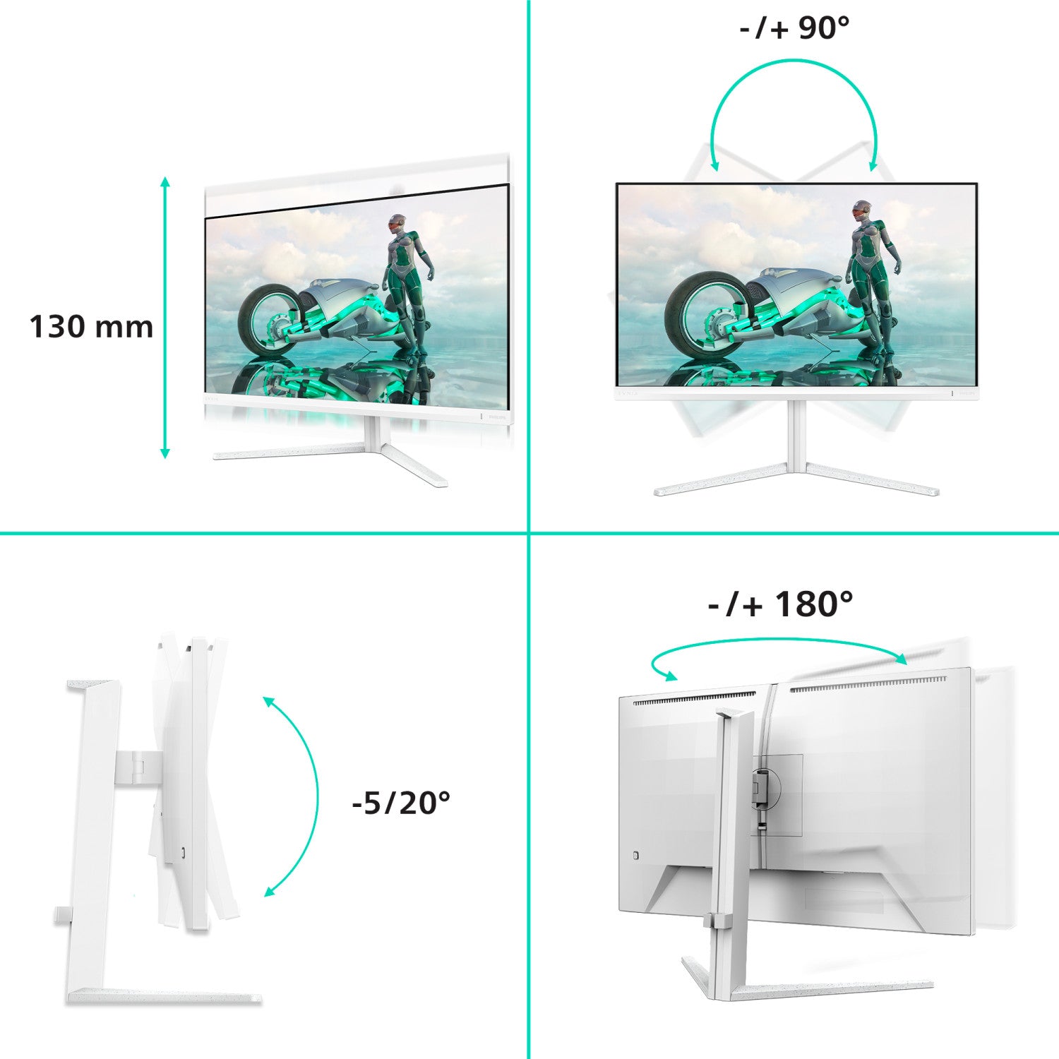 Philips 27M2N3501PA/00 Monitor PC 68,6 cm (27 pollici) 2560 x 1440 Pixel Quad HD LCD Bianco