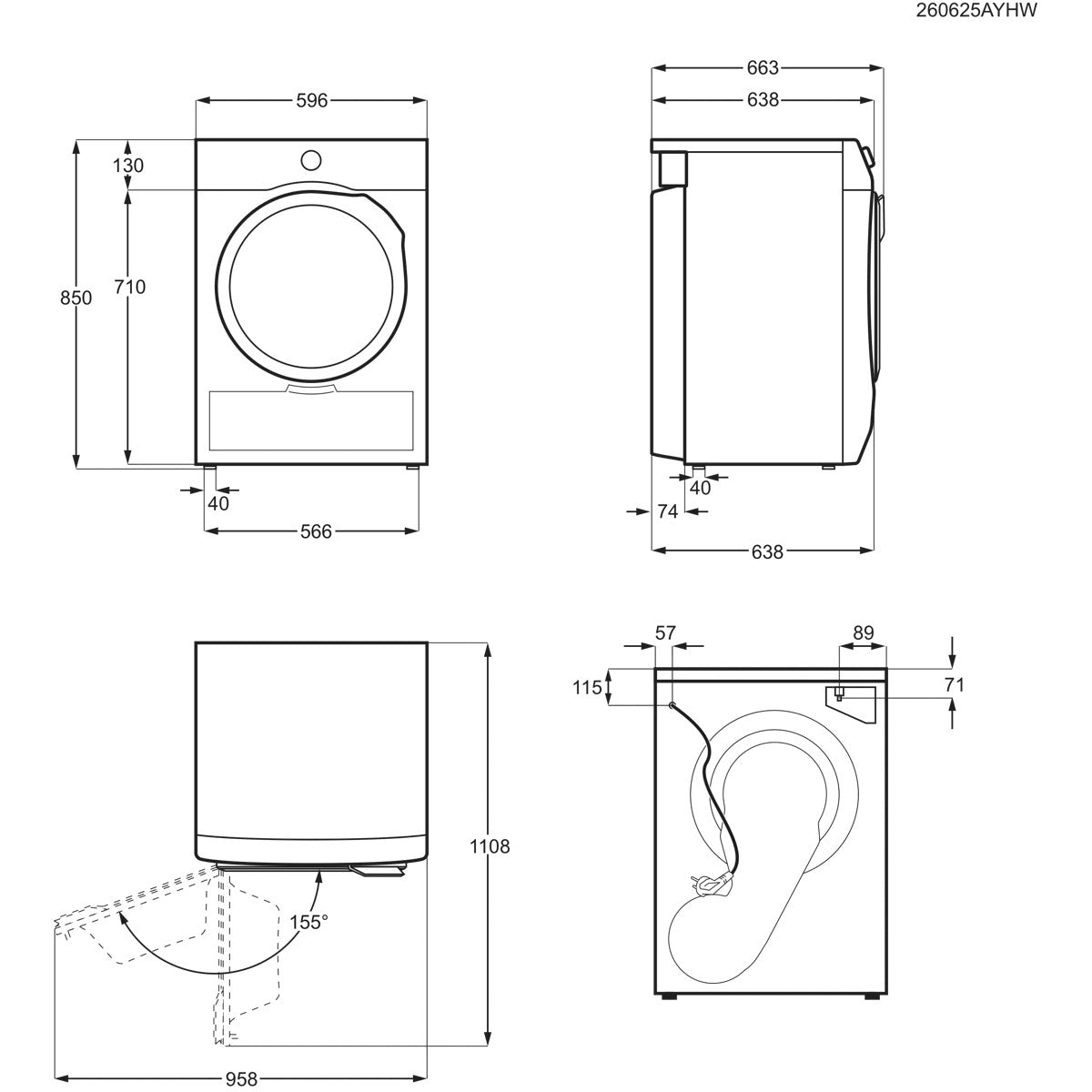 AEG Series 7000 TR7HG18C asciugatrice Libera installazione Caricamento frontale 8 kg Bianco