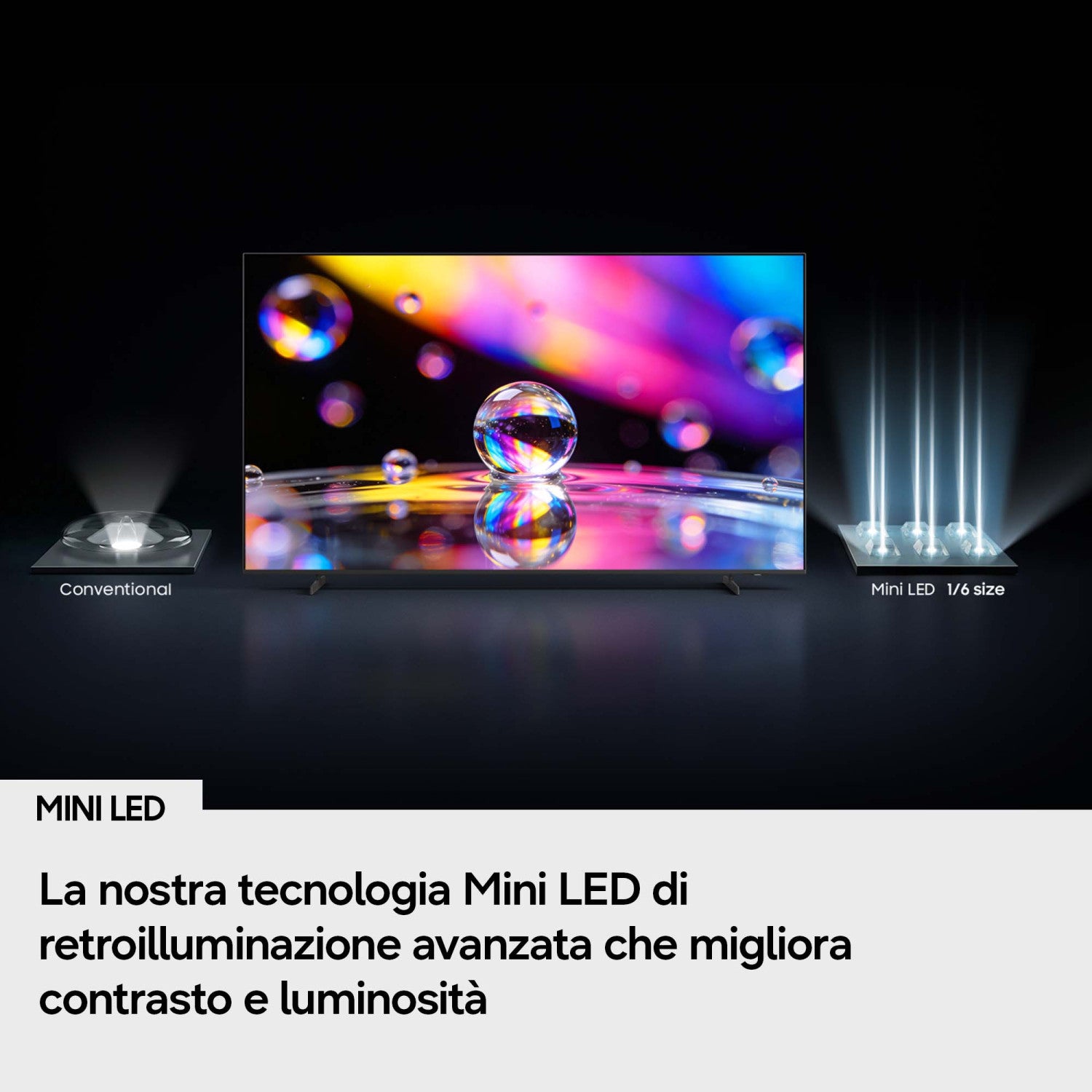 Samsung Mini LED AI TV 65" UE65M80HAUXZT 4K, Processore NQ4 AI Gen2, 4K Upscaling, Color Booster Pro, OTS Lite, Metal Stream Design, Vision AI Smart TV, 2026