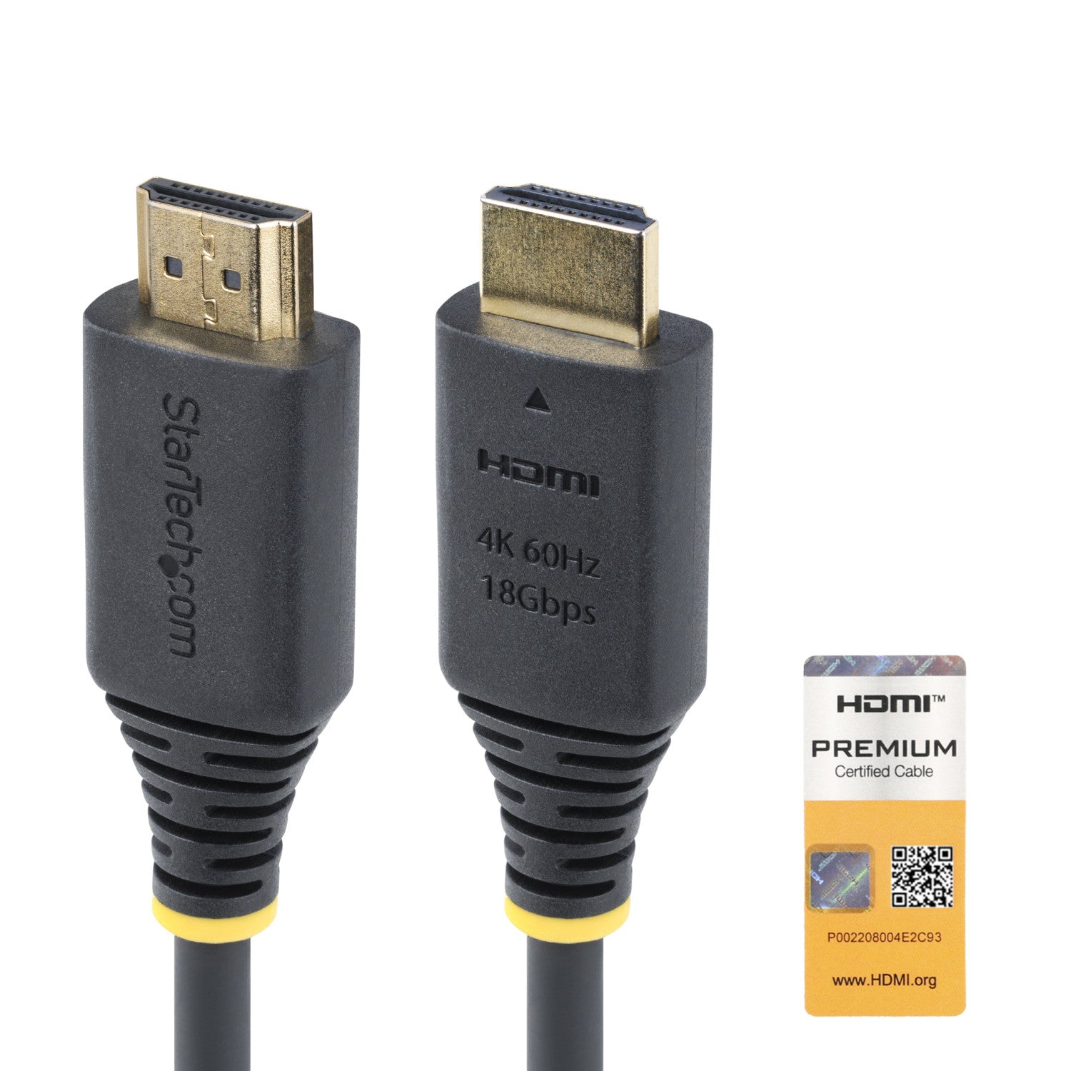 StarTech.com Cavo HDMI ad alta velocità certificato Premium da 1,5m, 4K 60Hz/1440p 144Hz, HDR10/HDCP 2.2/ARC, 18Gbps, cavo UHD HDMI 2.0 per TV/Monitor/Display, rivestimento in TPE
