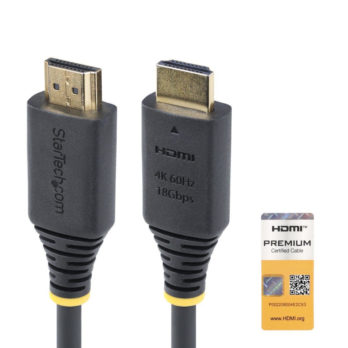 StarTech.com Cavo HDMI ad alta velocità certificato Premium da 1,5m, 4K 60Hz/1440p 144Hz, HDR10/HDCP 2.2/ARC, 18Gbps, cavo UHD HDMI 2.0 per TV/Monitor/Display, rivestimento in TPE