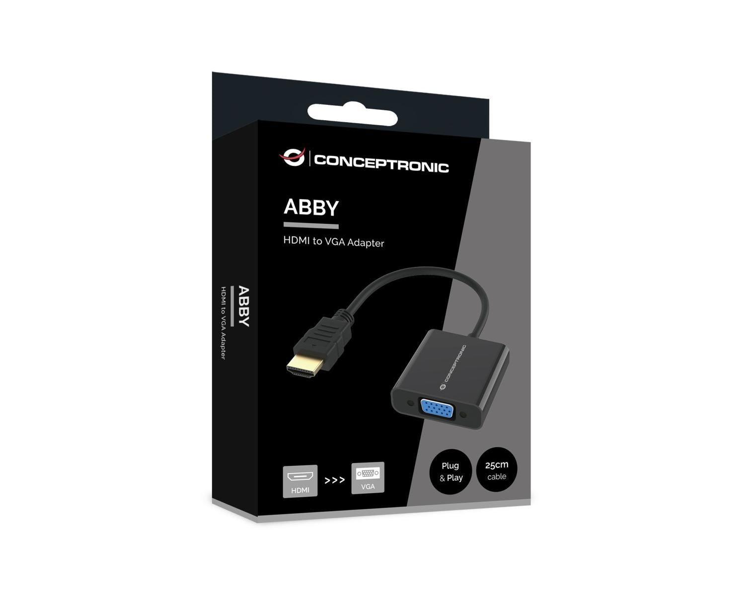 Conceptronic ABBY20B cavo e adattatore video 0,25 m HDMI tipo A Standard VGA D-Sub Nero