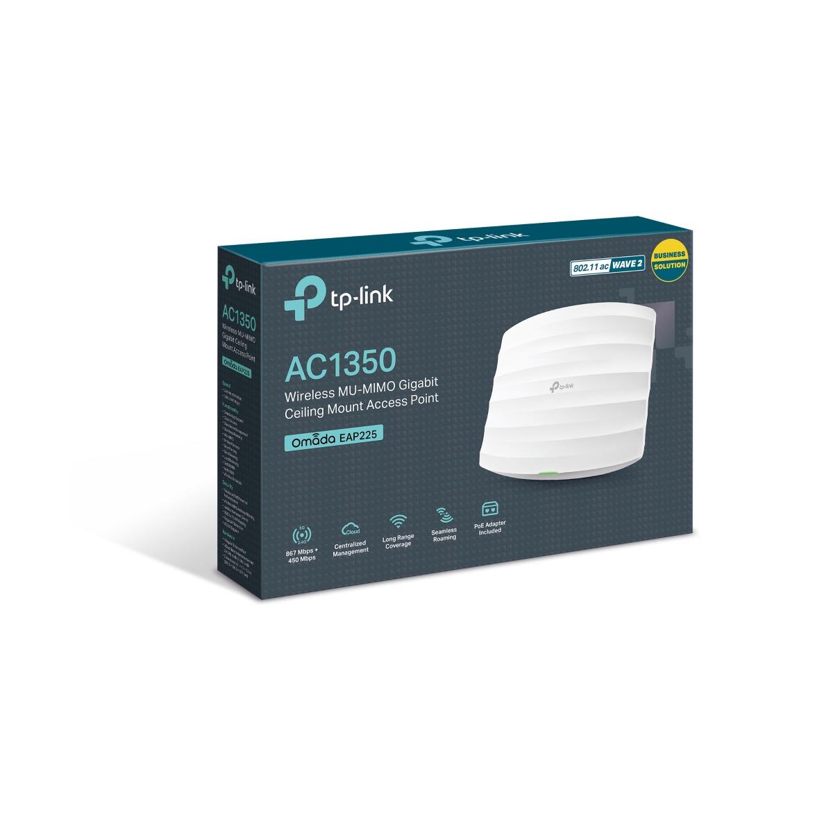 TP-Link EAP225 router wireless Gigabit Ethernet Dual-band (2.4 GHz/5 GHz) 4G Bianco