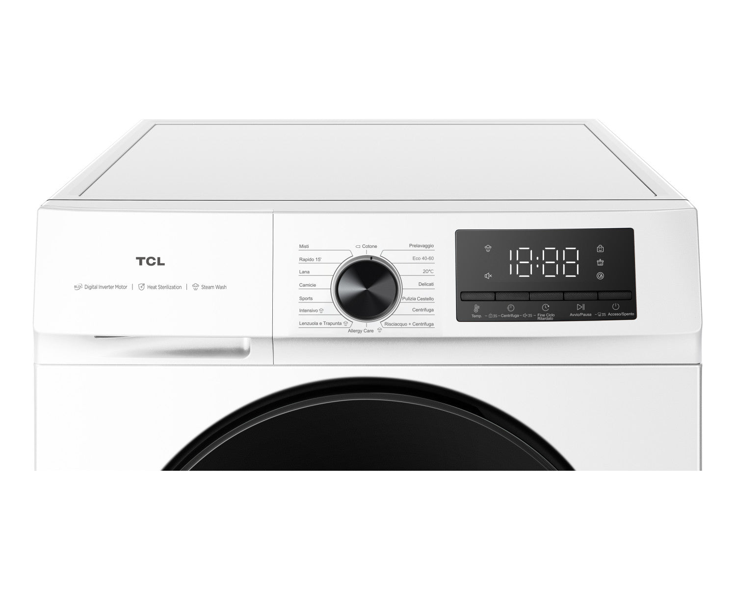 TCL FF0824WA2IT. Lavatrice a Carica Frontale 8 kg – Classe A‑10%, 1400 giri, Motore Digital Inverter e Programmi Steam