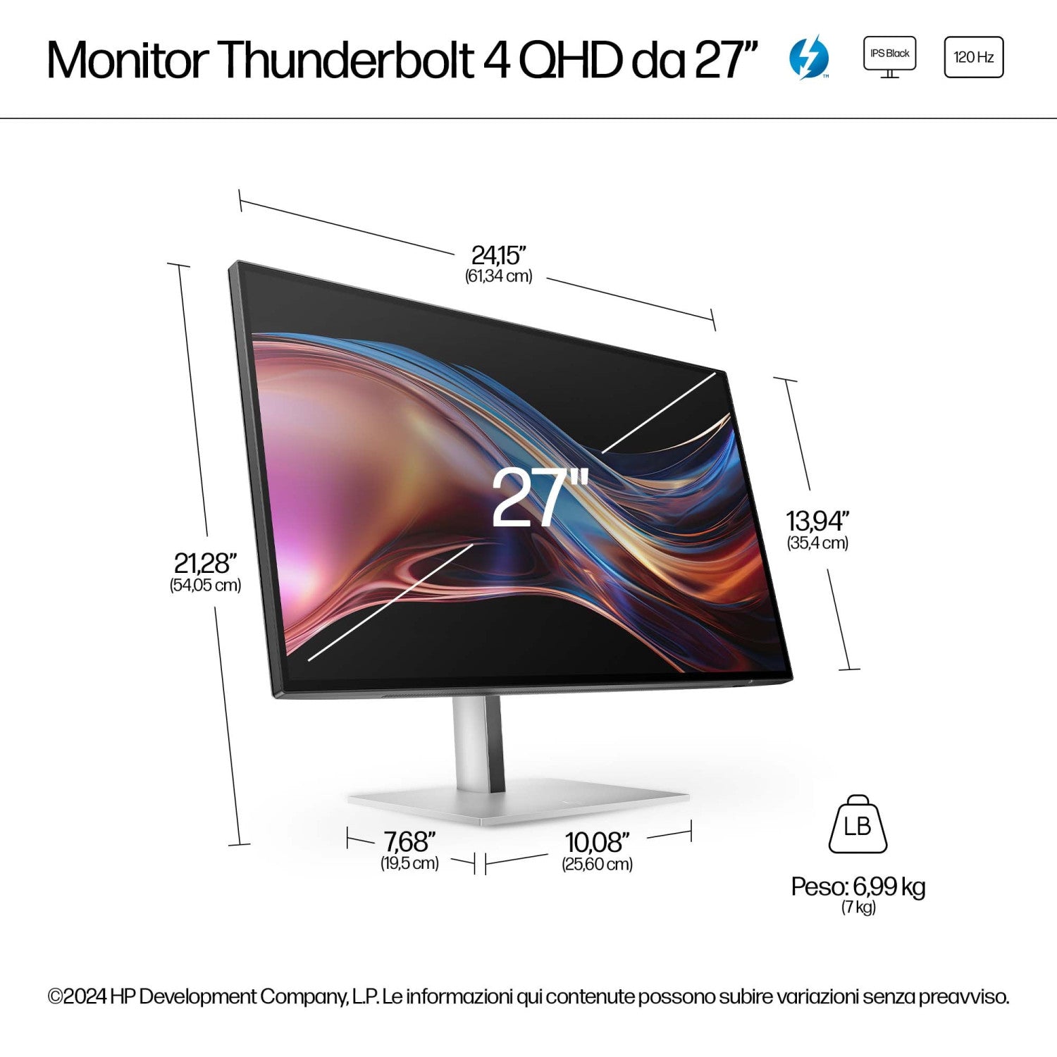 HP Series 7 Pro Monitor serie 7 Pro QHD Thunderbolt 4 da 27'' - 727pu
