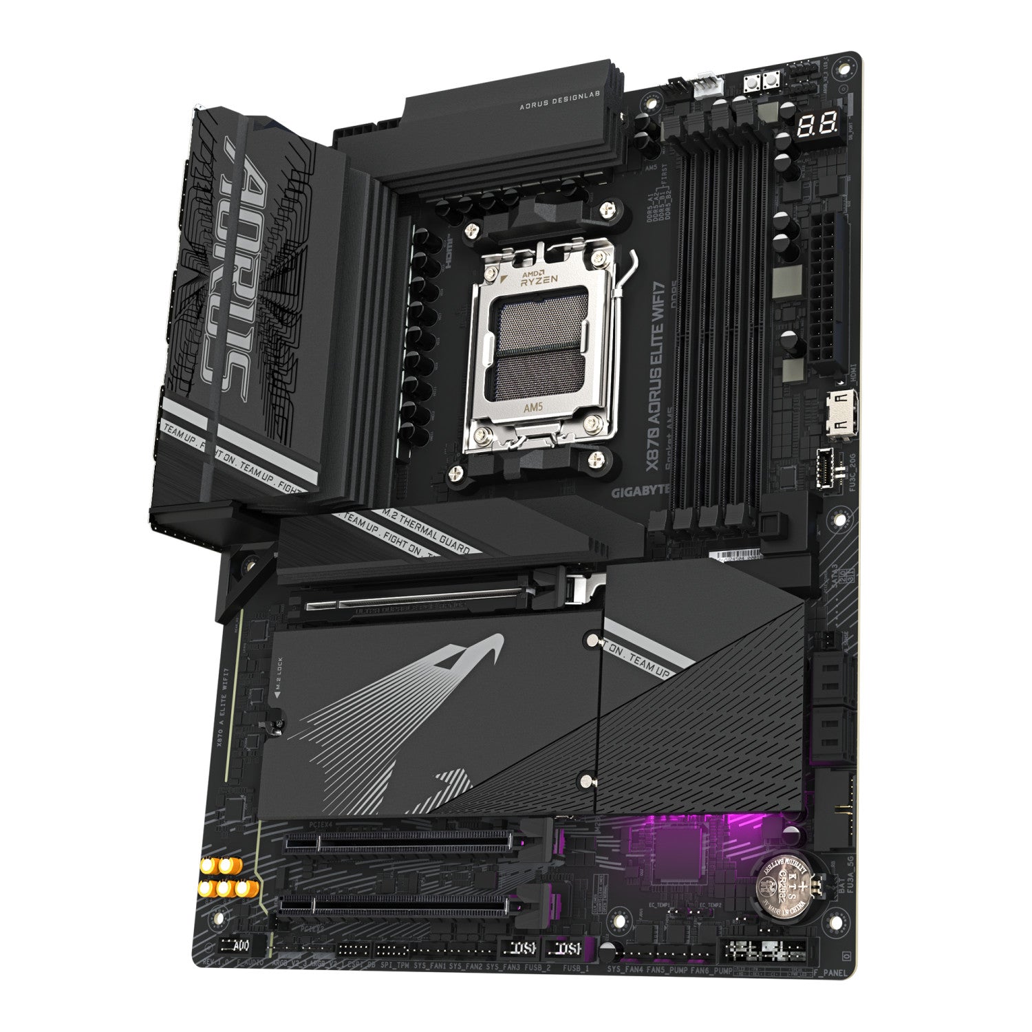 GIGABYTE Scheda madre X870 A ELITE WIFI7 Supporta CPU AMD Ryzen 9000 VRM a 16 2 2 fasi fino a 8000MHz DDR5 OC 4xPCIe 5.0 4xM.2 WiFi 7 LAN 2.5GbE USB 3.2 Gen 2x2