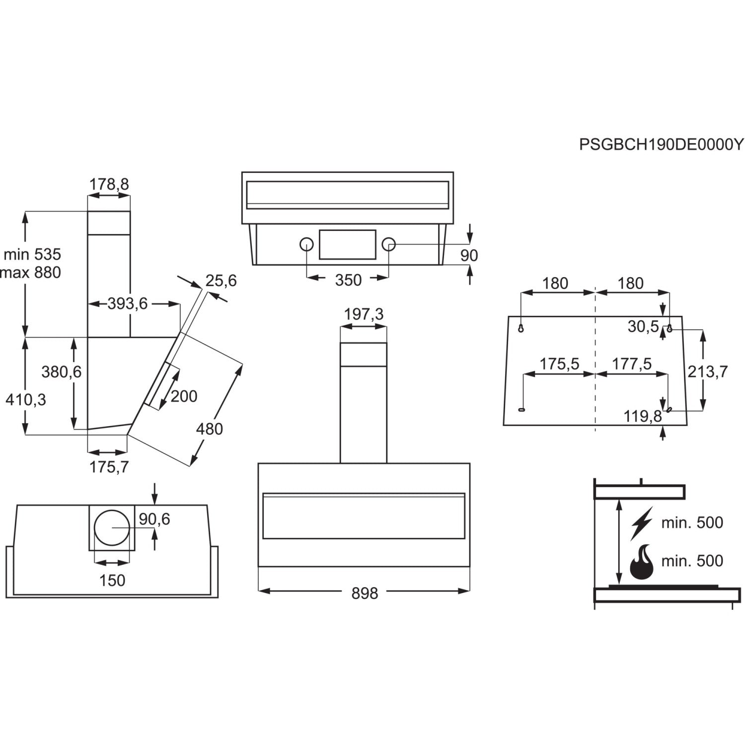 Electrolux LFV319K Sospeso Nero 600 m3/h