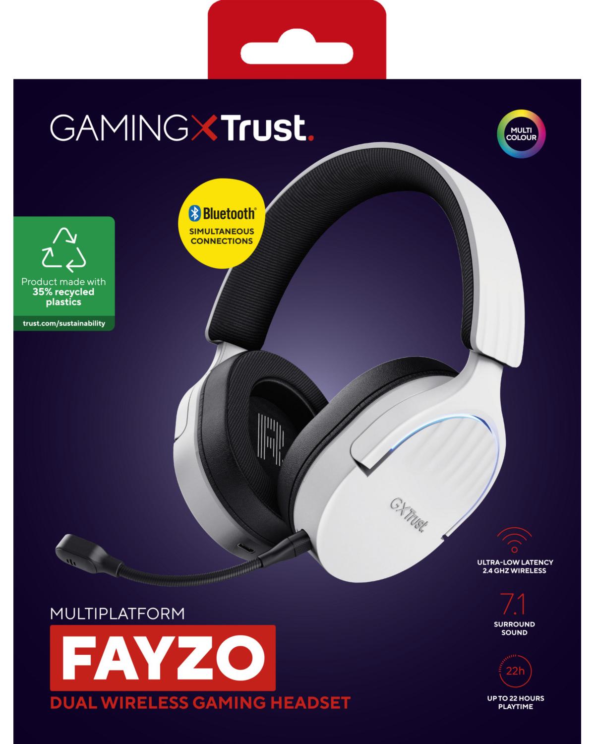 Trust GXT 491W FAYZO Auricolare Con cavo e senza cavo A Padiglione Giocare USB tipo-C Bluetooth Nero, Bianco