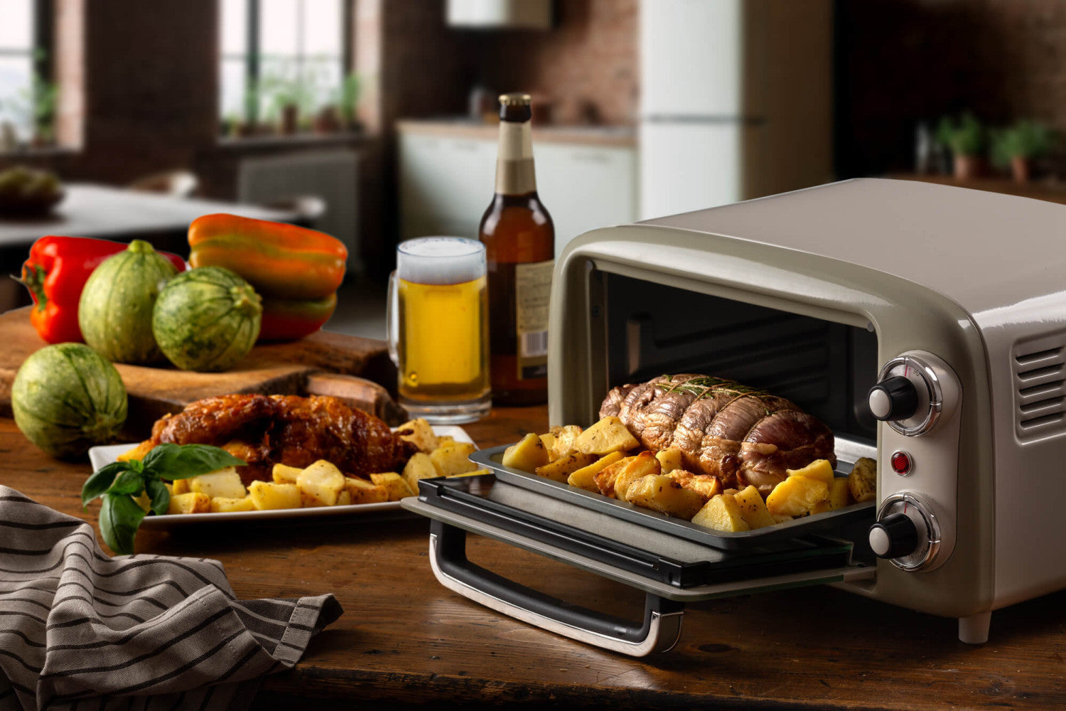 Ariete 3919 Forno Elettrico Vintage, 800W, Capacità 10L, Doppio vetro, Retrà², Beige