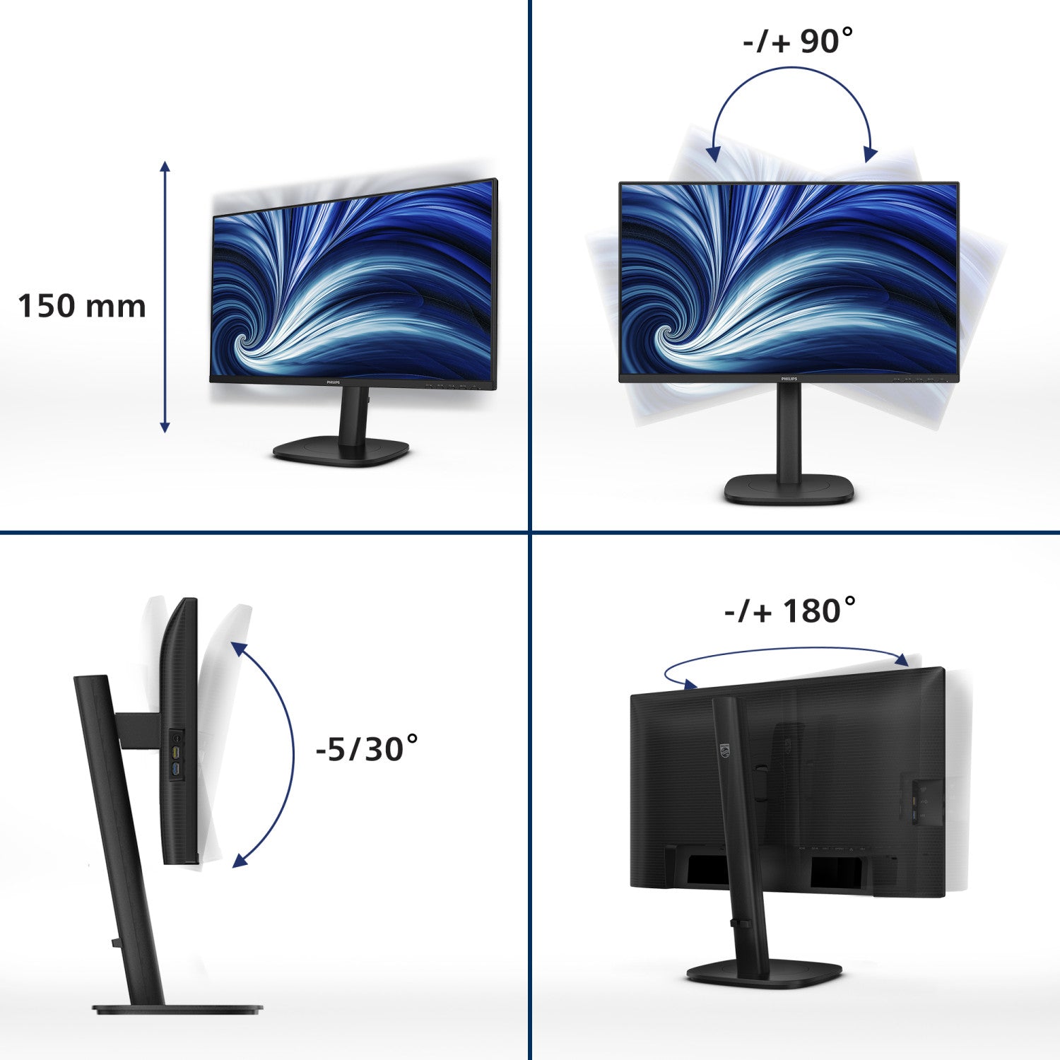 Philips 3000 series 24B2U3301/00 Monitor PC 60,5 cm (23.8") 1920 x 1080 Pixel Full HD LCD Nero