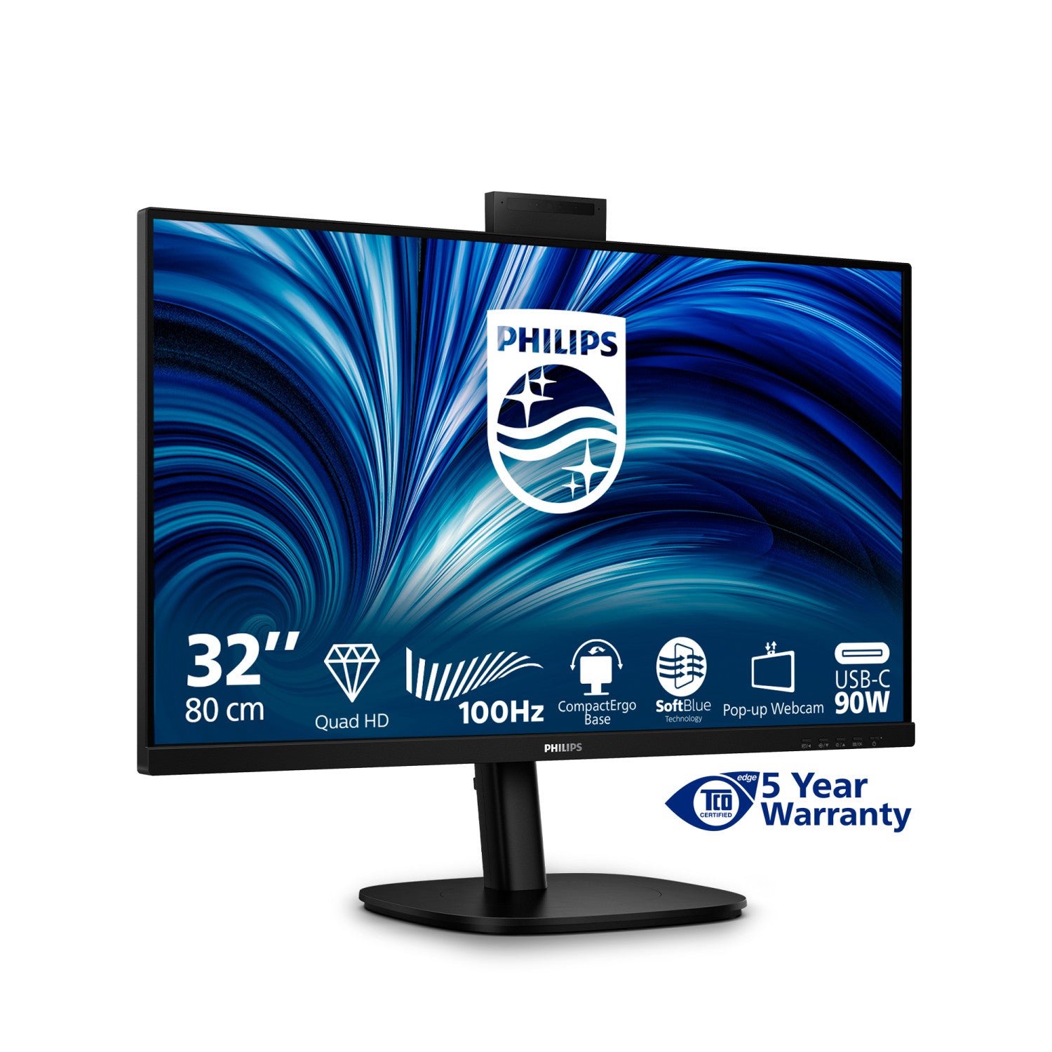 Philips 3000 series 32B2U3601H/00 Monitor PC 80 cm (31.5") 2560 x 1440 Pixel Quad HD LCD Nero