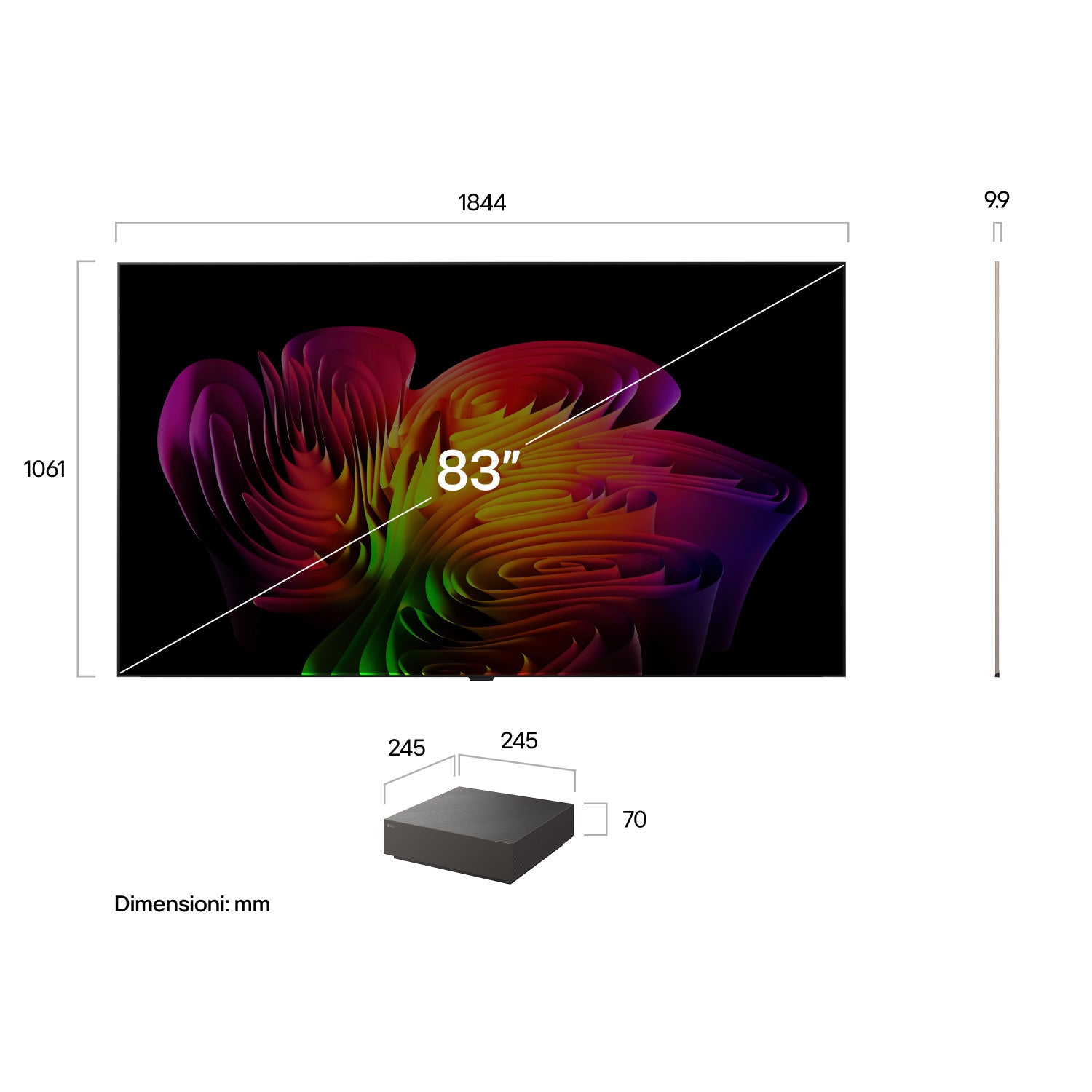 LG OLED evo AI Wallpaper TV 83 pollici W6 OLED83W69LA, 4K, spessore 9,9mm, True Wireless, Staffe filo muro SMART TV 2026