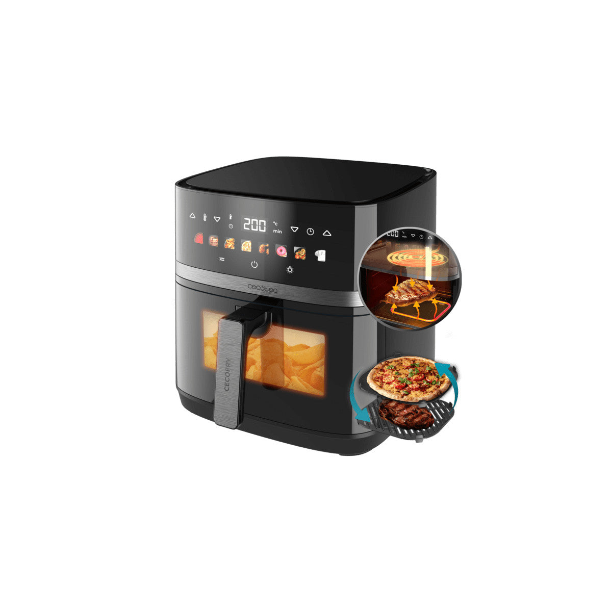 Cecotec Cecofry e Grill Duoheat 8000 Singolo 8 L Indipendente 2200 W Friggitrice ad aria calda Nero