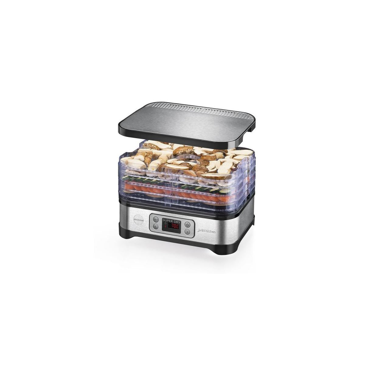 Macom Superdry Essiccatore Schermo Lcd Timer 450 W Acciaio Nero