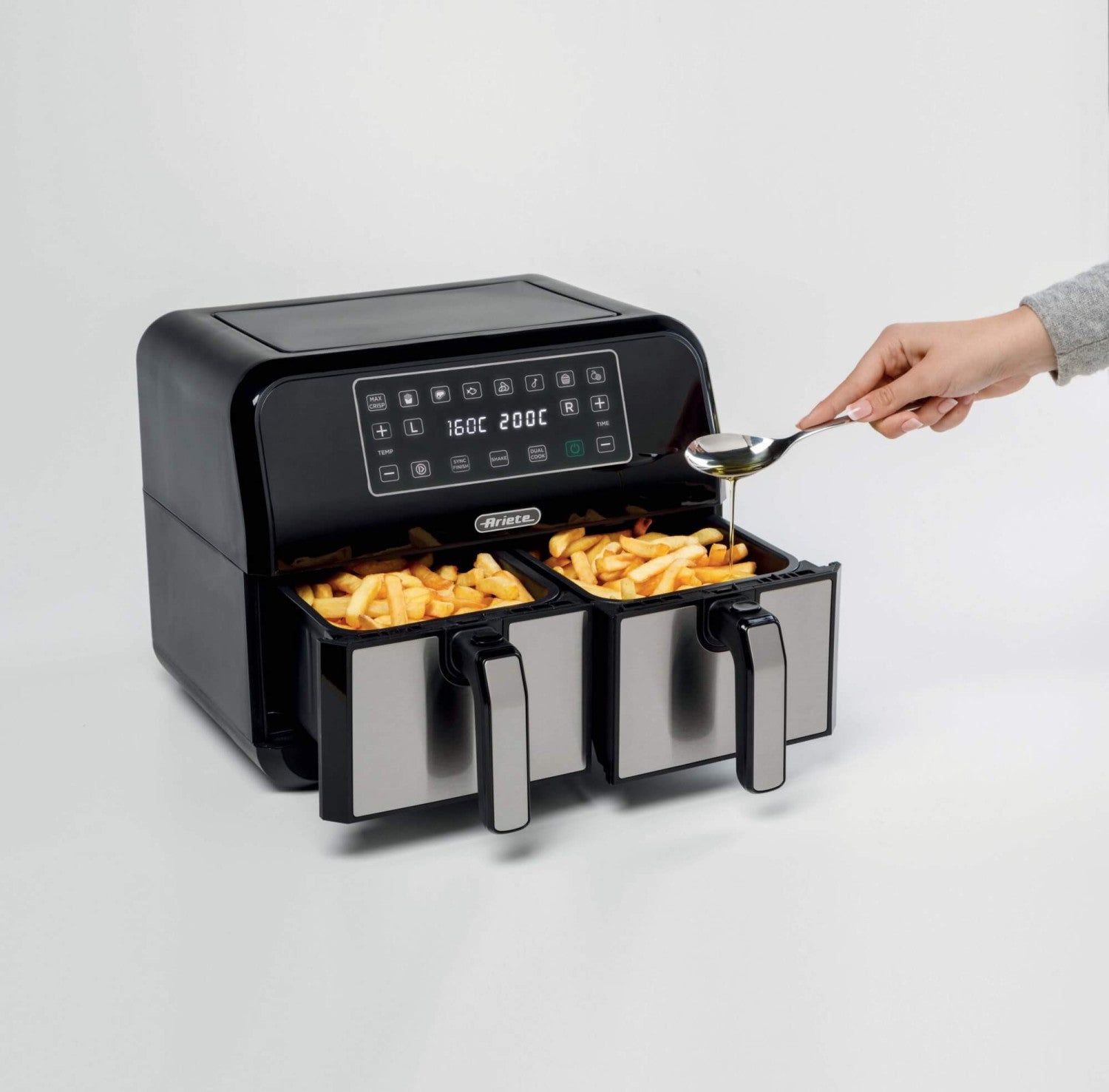 Friggitrice ad Aria Ariete 4624 Doppio Cestello 8 L 1700 W Nero, Argento