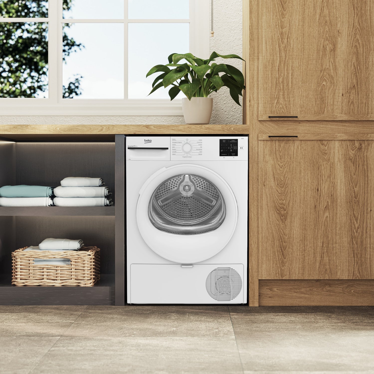 Beko BMT83EW asciugatrice 8kg, Classe D, Linea Estetica NX, motore asincrono, Display digitale, colore Bianco, oblò Bianco