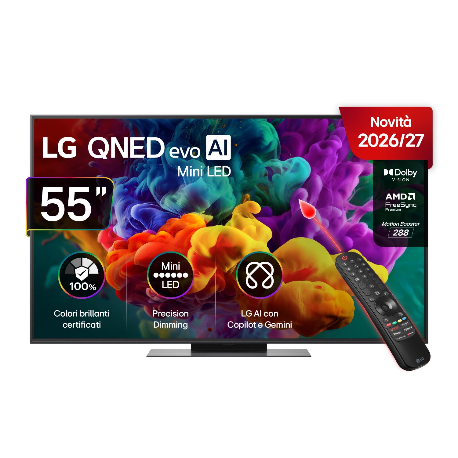 LG QNED evo AI MiniLED 55 pollici Serie QNED87B 55QNED87B6A, 4K, Dolby Vision, Processore α8 Gen3, VRR 144Hz, SMART TV 2026