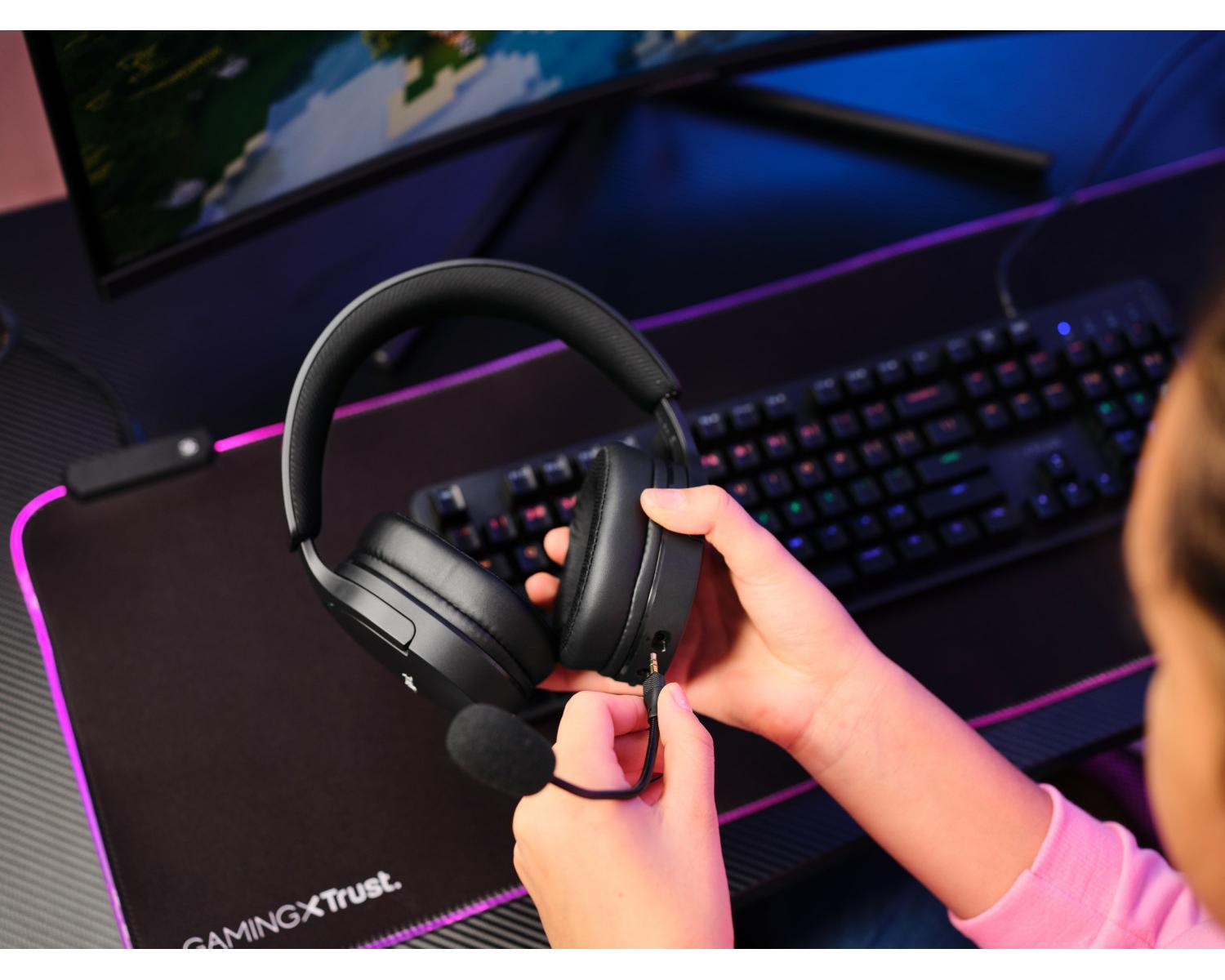 Trust GXT 491 Fayzo Auricolare Con cavo e senza cavo A Padiglione Giocare USB tipo-C Bluetooth Nero