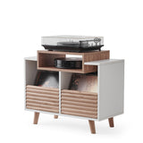 Norstone Oslo 800 Mobile Porta Vinili Hi-Fi 2 Cassetti 160 Dischi Bianco/Rovere Chiaro 80x64x40 cm