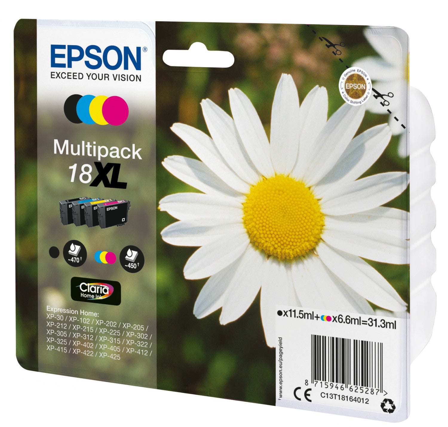 Epson T18164022 Daisy Multipack Margherita 4 Colori Cartuccia Inchiostro Claria Home 18XL