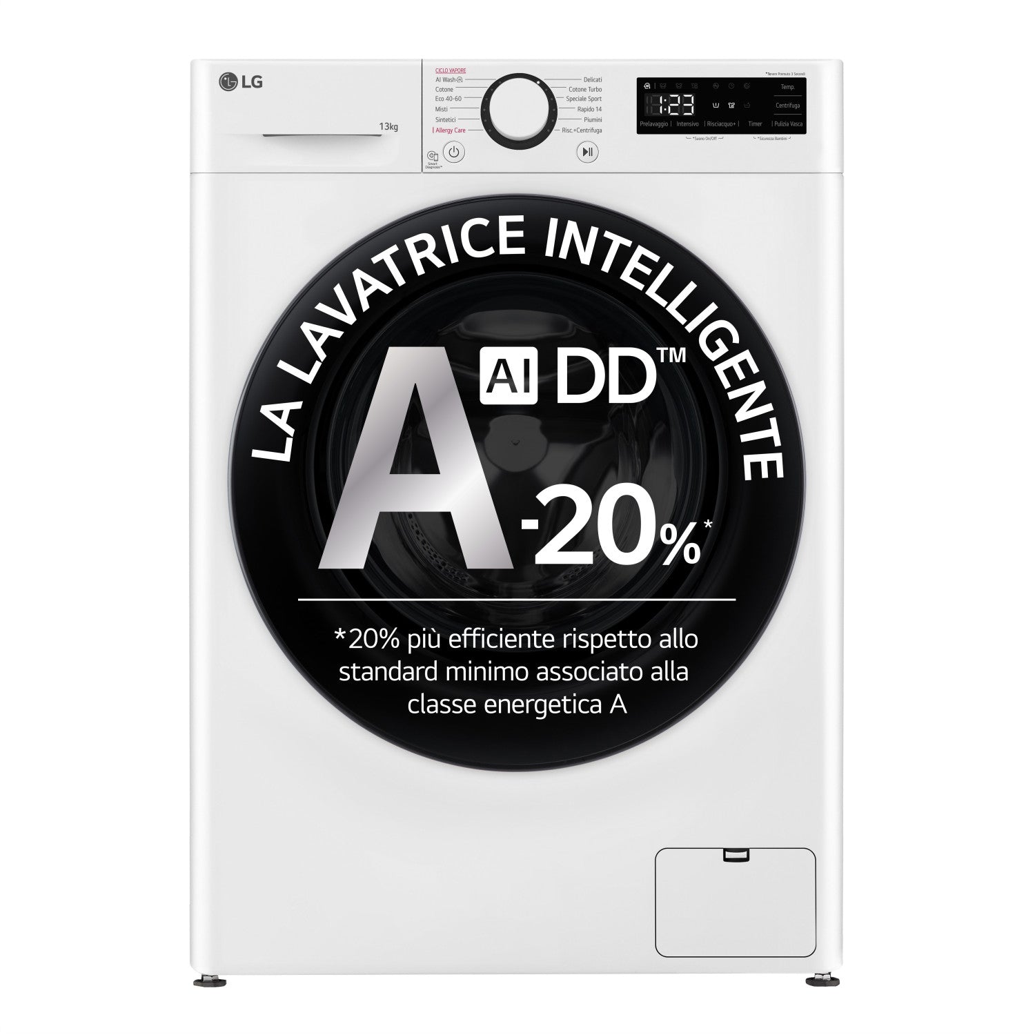 LG F4R3013NSWB Lavatrice 13kg AI DD, Classe A-20 , 1400 giri, Lavaggio a vapore