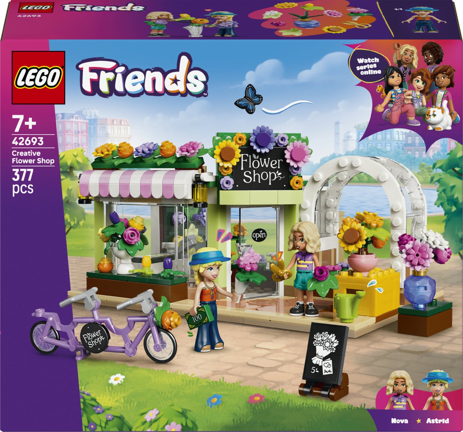 LEGO Friends 42693 Negozio Di Fiori Creativo, Giocattolo Con Fiori Finti, Bouquet, 2 Mini Bamboline E Accessori, Regalo Da 7