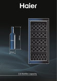 Haier HWS116GAE Cantinetta vino con compressore Libera installazione Nero 116 bottiglie
