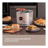 Imetec Grantoast - Tostapane 2 Fette XL con Pinze Apribili per Toast Farciti - 7 Livelli Doratura, Facile Pulizia, Display LED, Griglia Scalda Brioche, Pizzette e Focacce, Timer Digitale, Acciaio Inox.