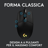 Logitech G G203 Lightsync Mouse USB Tipo A 8000 DPI Nero